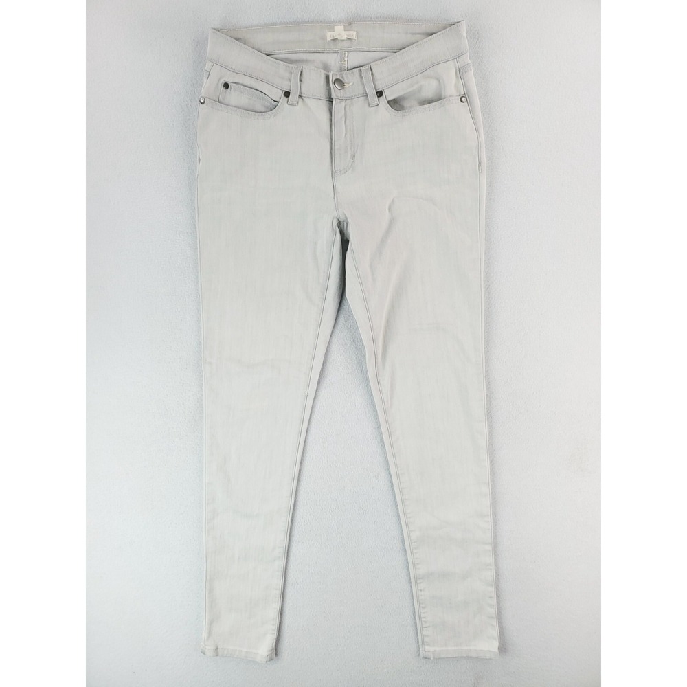 Eileen Fisher Jeans Womens 8 Gray Skinny Stretch Denim Pants Low Rise Light Wash